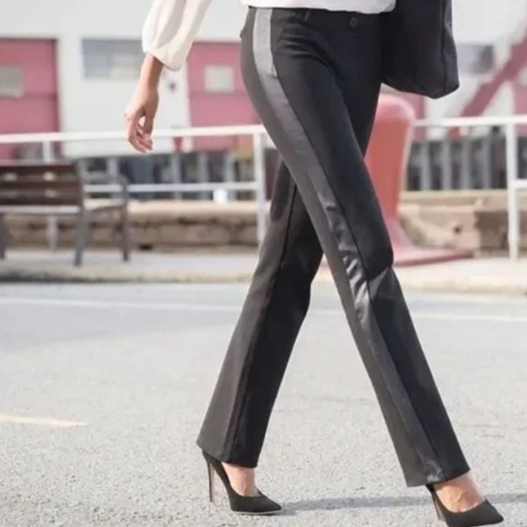 Betabrand Pants - Betabrand Classic Dress Pant Straight Leg Tuxedo Stripe Black Yoga